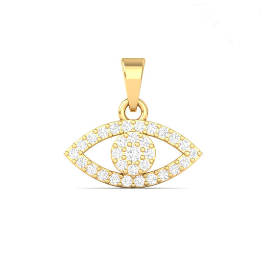 Evil Eye Diamond Pendant Necklace for Women in 18K Yellow Gold Over