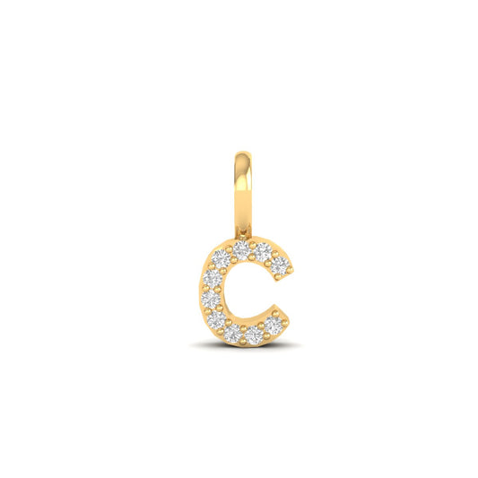 “C” Letter Diamond Pendant Necklace for Women in 18K Yellow Gold Over Sterling Silver