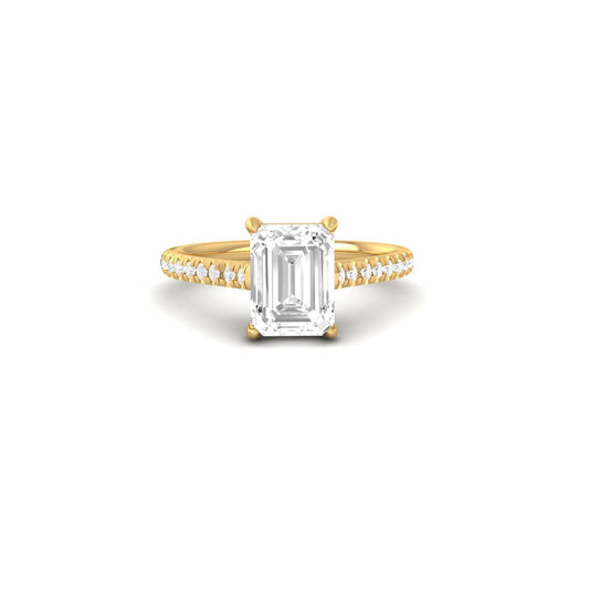 14K Gold Plated Emerald Cut Moissanite Engagement Ring