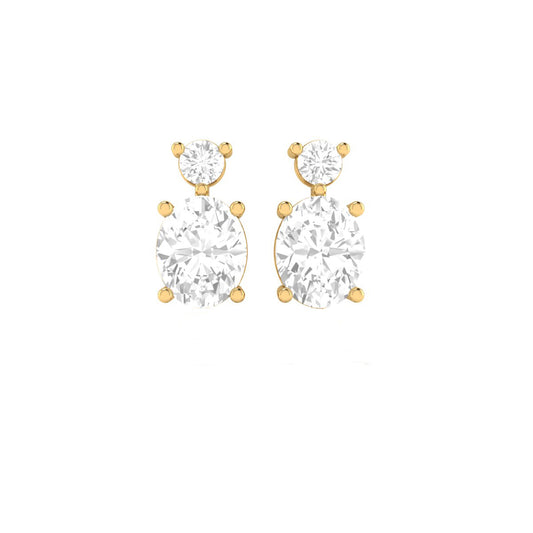 True Elegant Oval & Round Moissanite Diamond Drop Earrings | 18kt Gold Over Sterling Silver