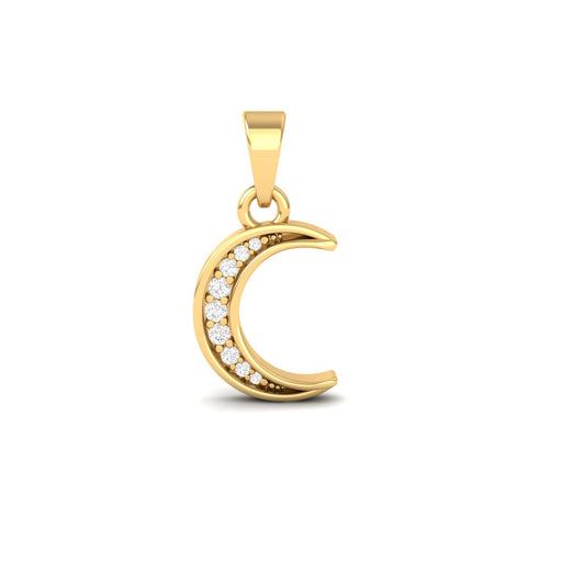 Crescent Moon Diamond Pendant Necklace for Women in 18K Yellow Gold Over Sterling Silver