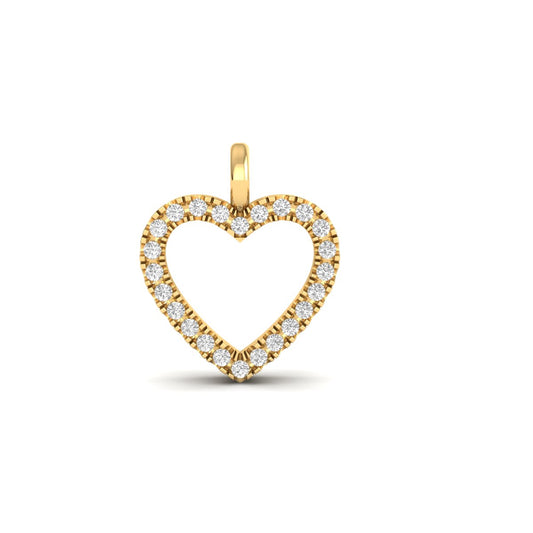 Open Heart Diamond Pendant for Women in 18K Yellow Gold Over Sterling Silver