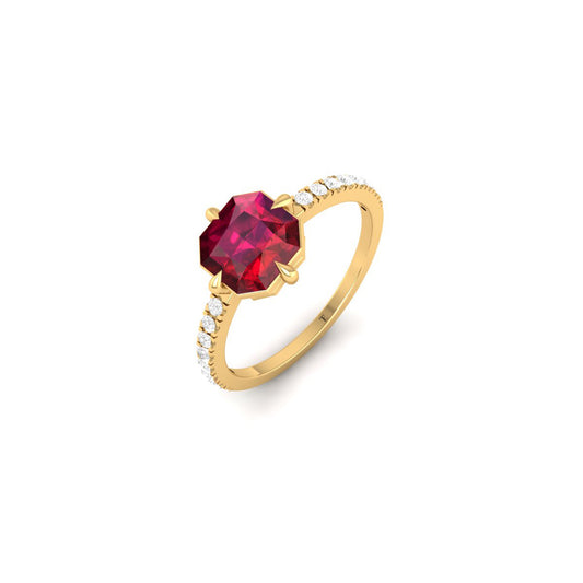 Radiant Cut Ruby & Diamond Engagement Ring