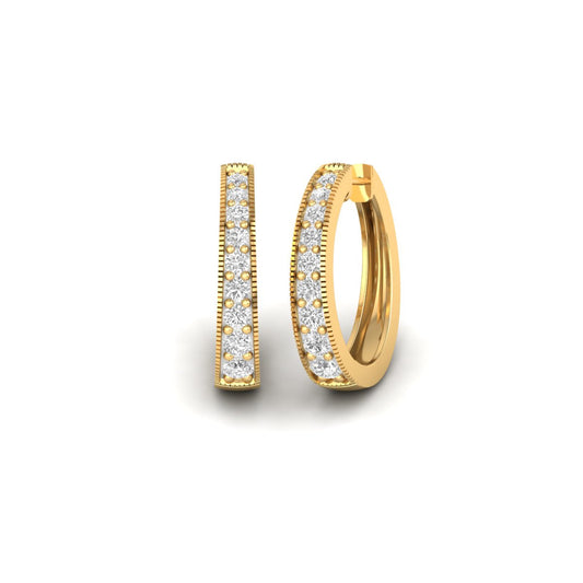 1.76 ct. t.w. Diamond Milgrain Hoop Earrings in 18kt Gold Over Sterling Silver