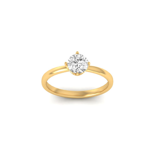 0.25CT Round Cut Diamond Solitaire Engagement Ring for Her in 18K Yellow Gold Over Sterling Silver