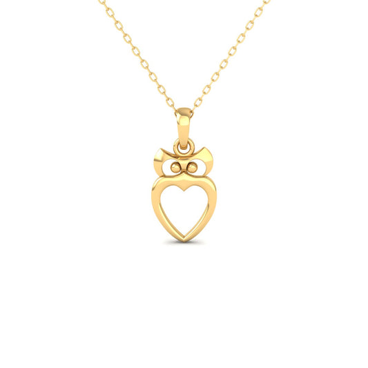 Owl Heart Pendant Necklace for Women