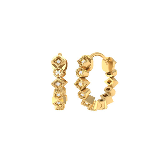 True Elegant Geometric Moissanite Drop Earrings 18kt Gold Over Sterling Silver