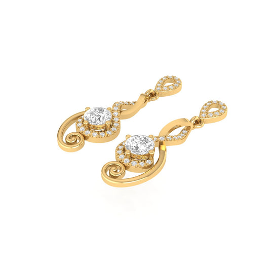 True Elegant Swirl Moissanite Drop Earrings-18kt Gold Over Sterling Silver