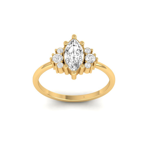 2CT Marquise Cut Diamond Engagement Ring in 18K Yellow Gold Over Sterling Silver