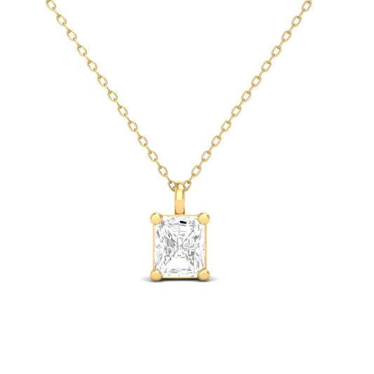 Radiant Cut Diamond Solitaire Pendant in 18K Yellow Gold Over Sterling Silver