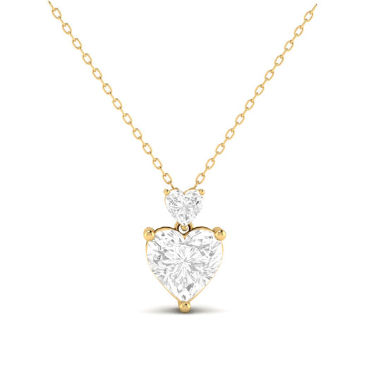 Heart Cut Diamond Pendant for Women in 14K Yellow Gold Over Sterling Silver