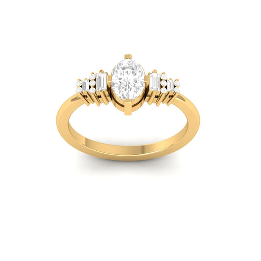 Round Cut Diamond Women’s Engagement Band Ring in 18K Yellow Gold Over Sterling Silver