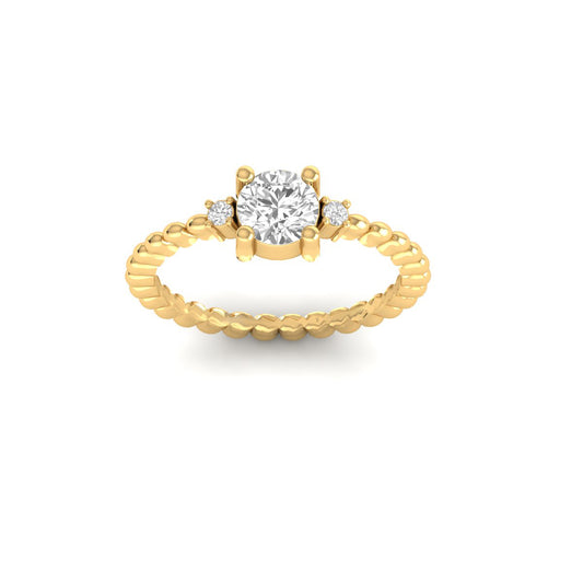 Braided Solitaire Ring for Women | Three-Stone Round Cut Design | 18K Gold Over Sterling Silver | True Elegant Jewelry
