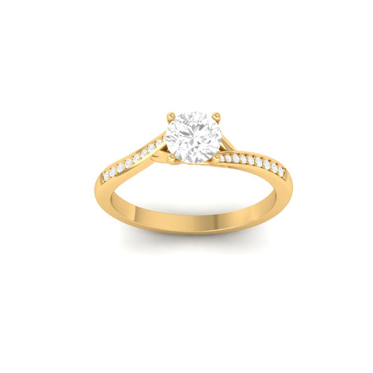 2CT Round Cut Diamond Solitaire Engagement Ring in 18K Yellow Gold Finish