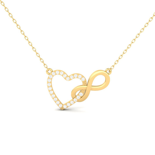 Heart & Infinity Moissanite Necklace 14K Gold Plated