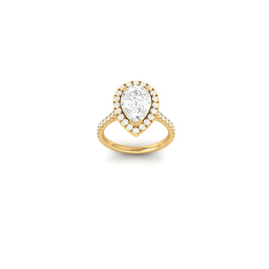 Pear Cut Moissanite Halo Engagement Ring