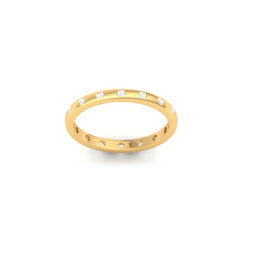 0.20 CT Diamond Dot Band Ring | Dainty Gold Stackable Ring for Women | 18K Yellow Gold Over Sterling Silver