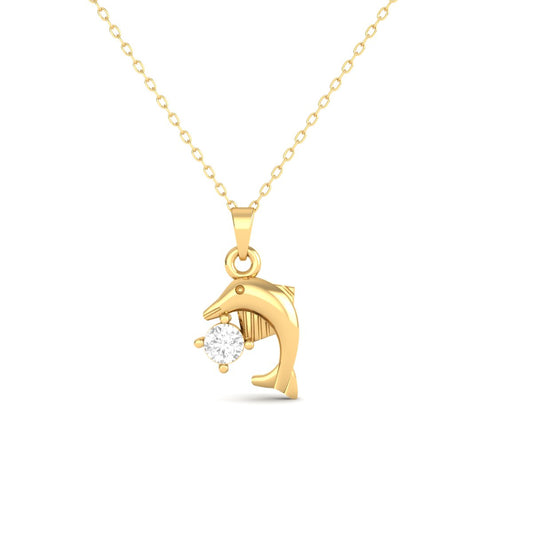 Dolphin Pendant Necklace – 18K Yellow Gold Over Sterling Silver