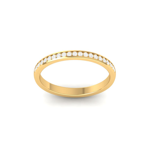 1CT Round Diamond Half Eternity Wedding Band in 18K Yellow Gold Plated Sterling Silver