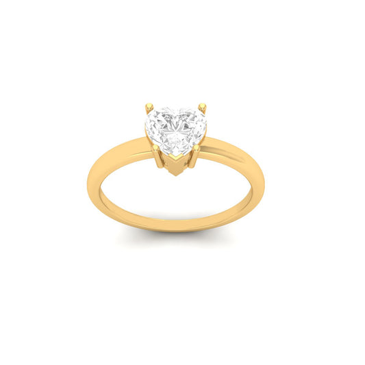 Heart Cut Solitaire Diamond Engagement Ring in 18K Yellow Gold Over Sterling Silver