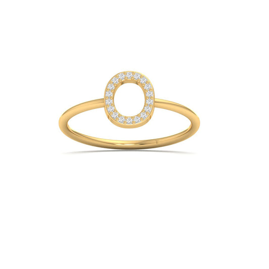 1.0CT Moissanite Diamond O Initial Ring For Women Dainty 18k Gold Over Sterling Silver Ring