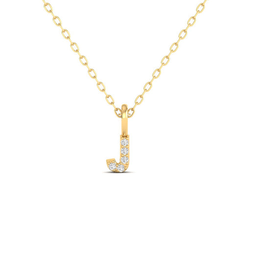 “J” Diamond Initial Charm Alphabet Letter Pendant in 18K Yellow Gold Over Sterling Silver