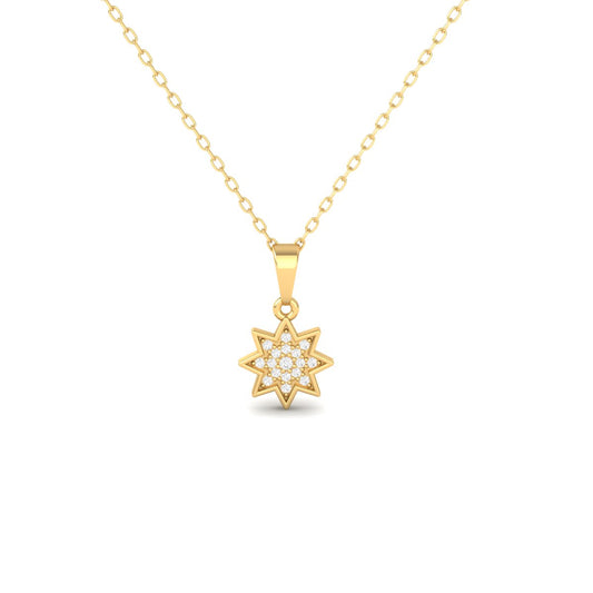 Starburst Diamond Pendant Necklace for Women in 18K Yellow Gold Over Sterling Silver