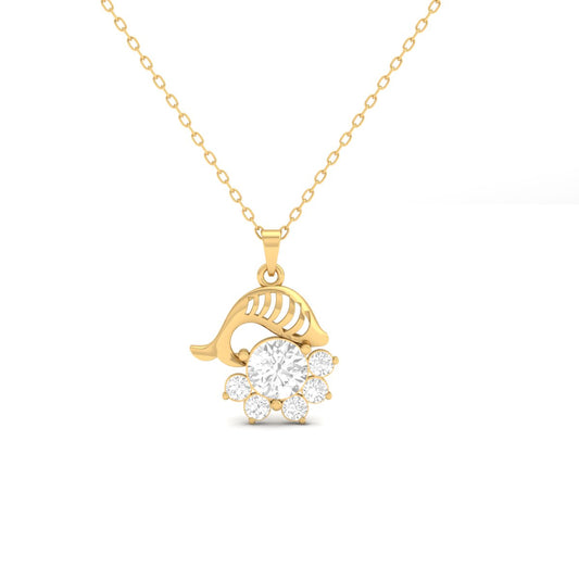 Fish Pendant Necklace 18K Yellow Gold Over Sterling Silver - Nautical Jewelry Gift for Women