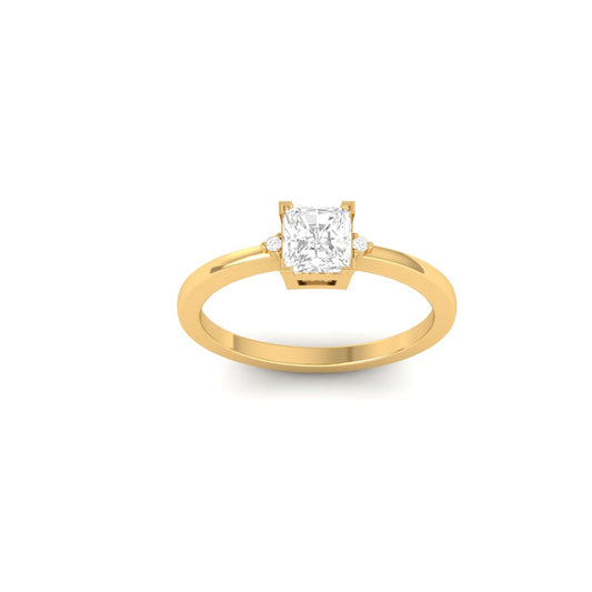 Cushion Cut Moissanite Solitaire Engagement Ring | 14K Yellow Gold Plated | Minimalist Wedding Promise Ring for Women