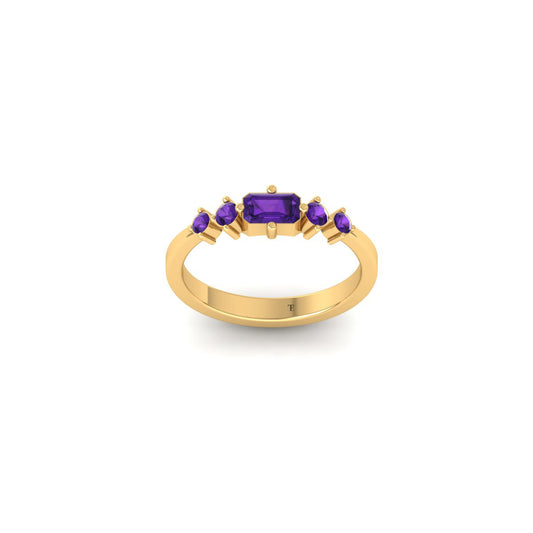 Emerald Cut Amethyst Gemstone Ring