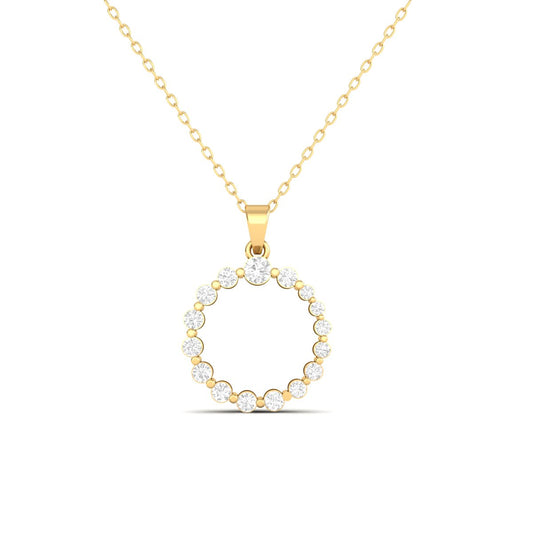 1.25CT Round Cut Diamond Circle Pendant for Women in 18K Yellow Gold Over Sterling Silver