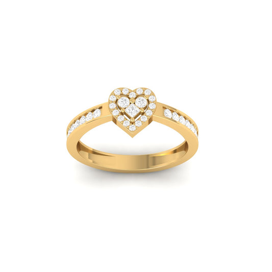 Heart Shape Diamond Wedding Band Ring in 18K Yellow Gold Plated Sterling Silver