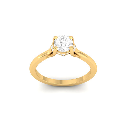 2CT Round Cut Diamond Women's Engagement Ring in 14K Yellow Gold Plated Sterling Silver