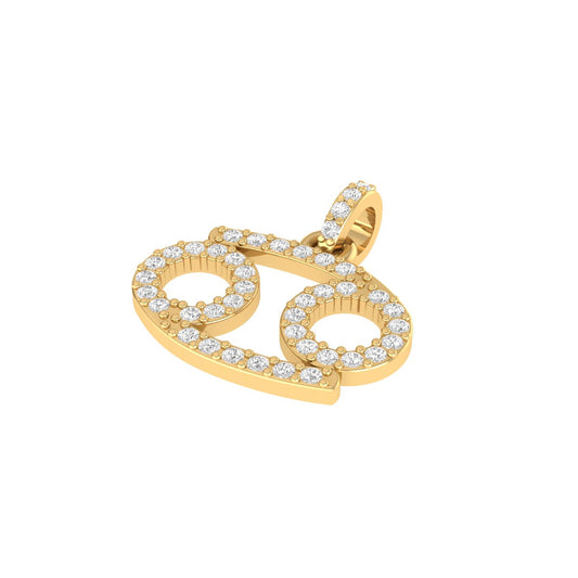 Cancer Zodiac Diamond Pendant Necklace for Women – 18K Yellow Gold Over