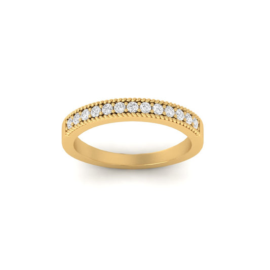 Round Cut Diamond Half Eternity Wedding Band Ring in 18K Yellow Gold Over Sterling Silver