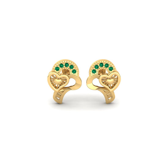 True Elegant Sterling Silver Emerald Gemstone Stud Earrings In 18kt Gold Over
