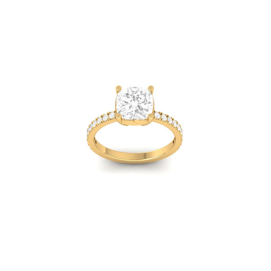 1.50 Ct Cushion Cut Moissanite Engagement Ring for Women | Solitaire Pavé Band in Sterling Silver