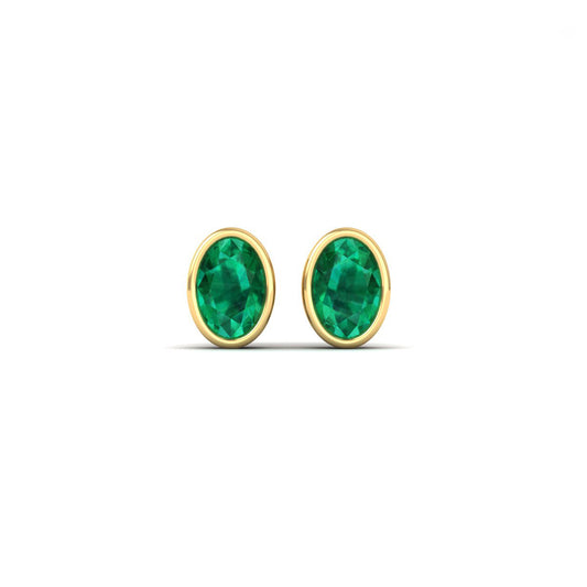 Exquisite Emerald Stud Earrings in 18kt Gold Over Silver