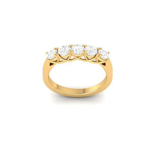 1CT Five Stone Diamond Wedding Anniversary Ring in 18K Yellow Gold Over Sterling Silver