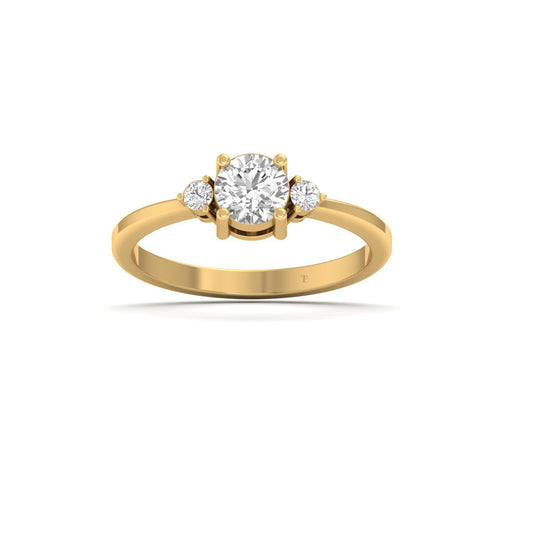 1.0CT Moissanite Three Stone Stacable Ring For Her In 18kt Gold Over Sterling Silver