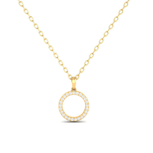 Round Cut Diamond Open Circle Pendant in 18K Yellow Gold Over Sterling Silver