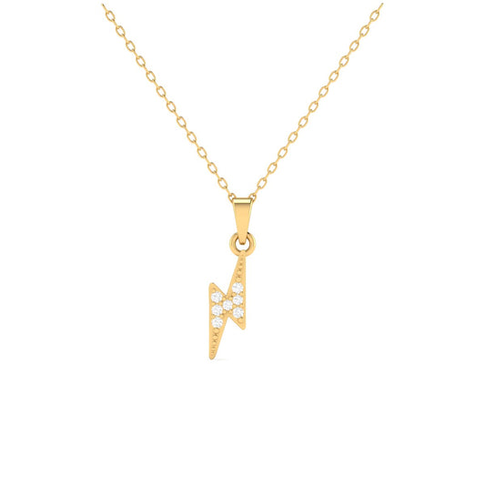 Lightning Bolt Diamond Pendant Necklace for Women in 18K Yellow Gold Over Sterling Silver
