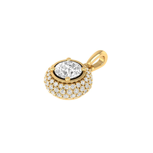 Round Cut Cluster Diamond Women’s Pendant for Her in 18K Yellow Gold Over Sterling Silver