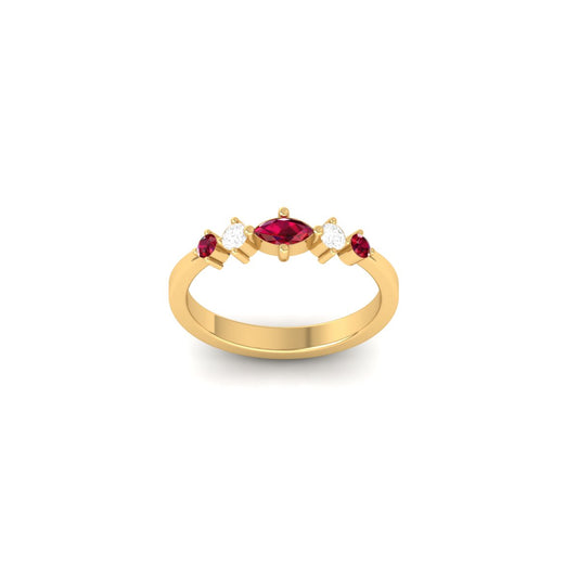 Marquise Cut Ruby and Diamond Accent 5-Stone Ring