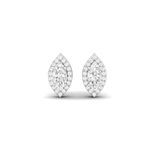 Marquise Cut Moissanite Halo Stud Earrings