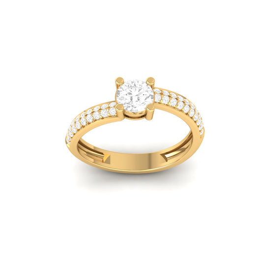 Diamond Women’s Engagement Wedding Ring for Her in 18K Yellow Gold Over Sterling Silver
