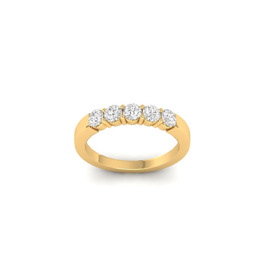 0.64CT Five Stone Diamond Wedding Anniversary Ring in 14K Yellow Gold Over Sterling Silver