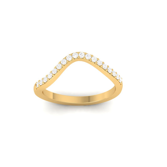 0.50CT Round Diamond Curved Wedding Band Half Eternity Ring in 18K Yellow Gold Over Sterling Silver