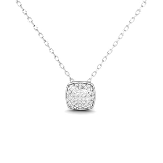 Sterling Silver Cushion Cut Moissanite Pave Pendant Necklace for Women