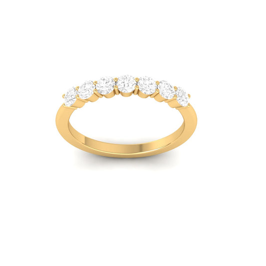 0.75 Carat Round Bezel Set Diamond Ladies Stackable Ring in 18K Yellow Gold Over Sterling Silver